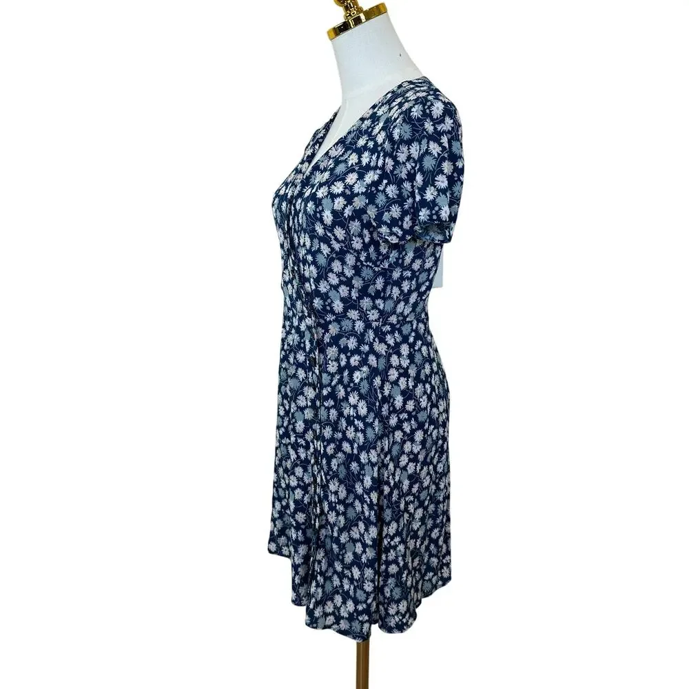 Madewell Blue Daisy Mini Wrap Dress SIZE 8 Button Daytime Business Casual $128 - Picture 8 of 10
